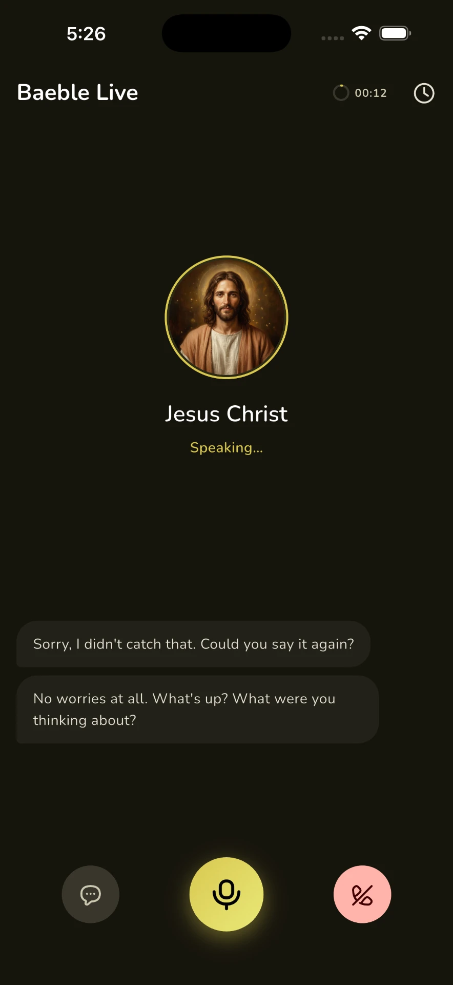Live voice call with Jesus Christ in the Baeble app